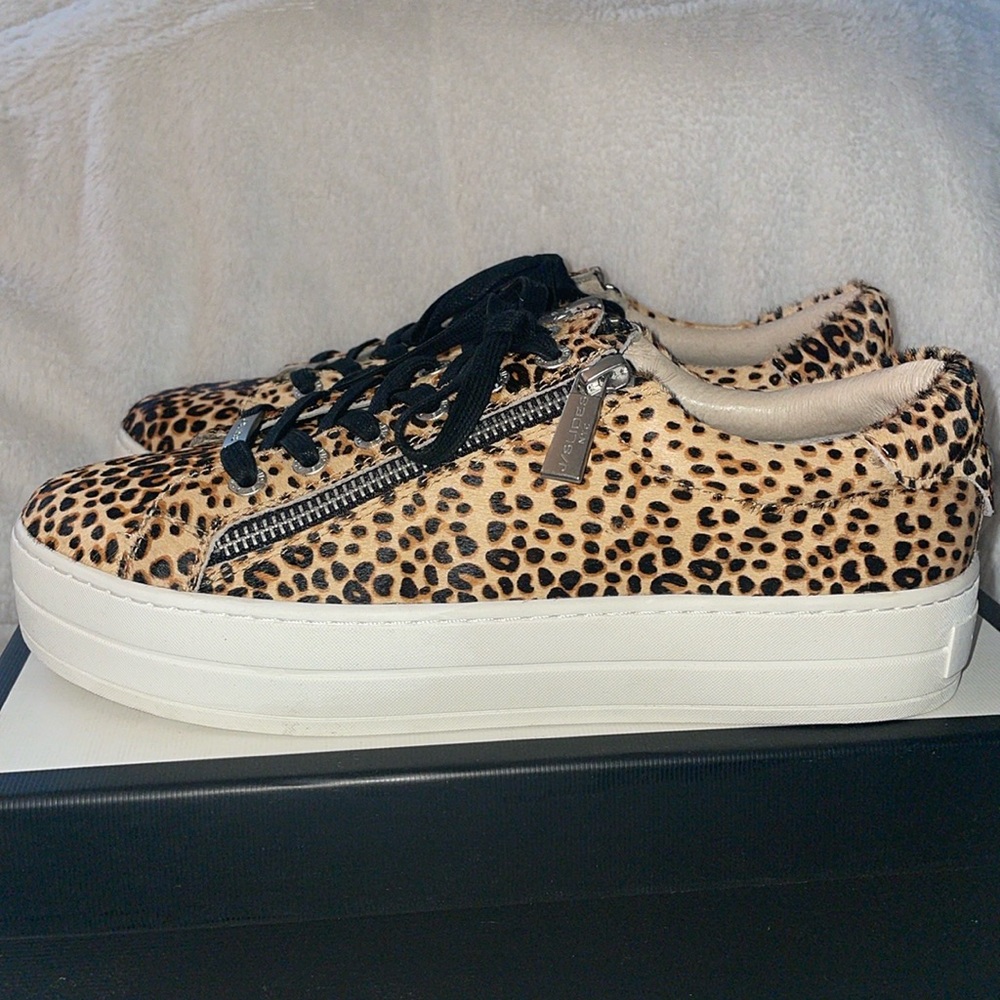 J/SLIDES HARLING Leopard Pony Leather Sneakers - Picture 3 of 10